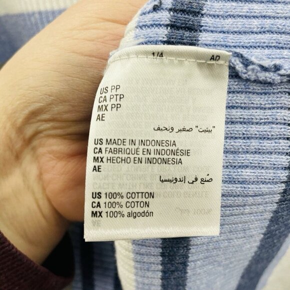 Karen Scott Womens Petite Size PP Striped Ribbed Mock-Neck Sweater in Blue SW1 - Picture 7 of 7